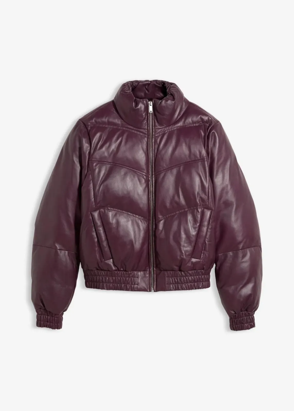 bonprix Jacken & Mäntel|Premium^Leder-Steppjacke aus Lammnappa weinrot