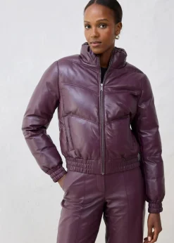 bonprix Jacken & Mäntel|Premium^Leder-Steppjacke aus Lammnappa weinrot