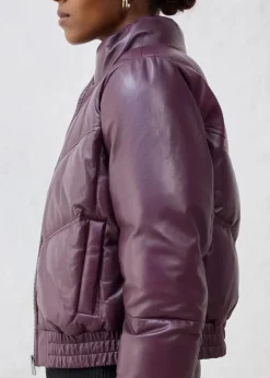 bonprix Jacken & Mäntel|Premium^Leder-Steppjacke aus Lammnappa weinrot