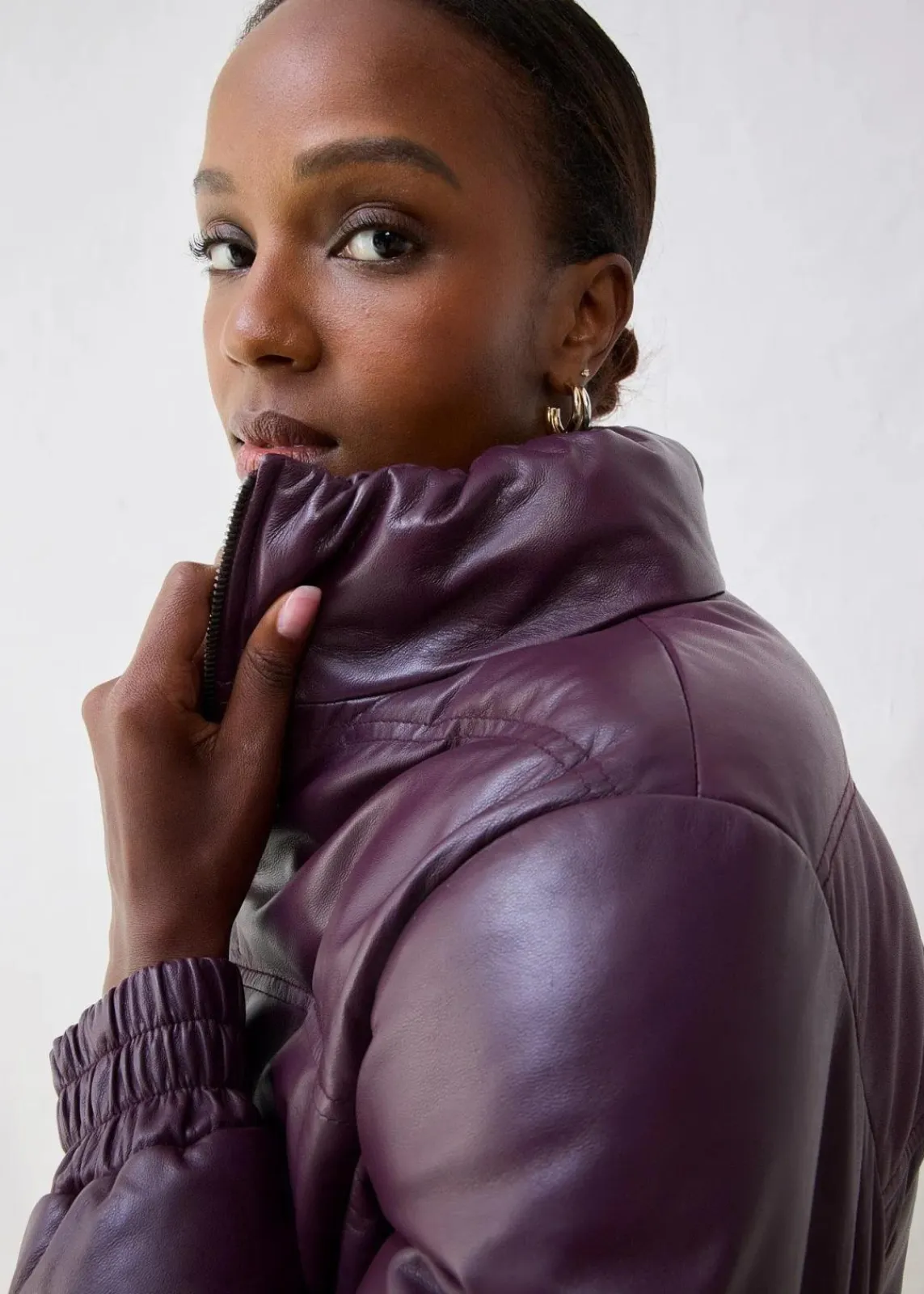bonprix Jacken & Mäntel|Premium^Leder-Steppjacke aus Lammnappa weinrot