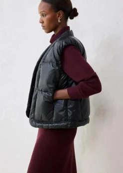 bonprix Jacken & Mäntel|Bekleidung·Hosen^Leder-Steppweste aus Lammnappa schwarz