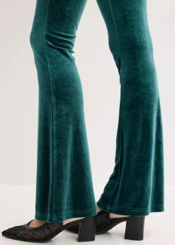 bonprix Hosen^Leggings aus softem Samt tiefgrün