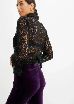 bonprix Hosen^Leggings aus softem Samt dunkellila