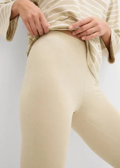 bonprix Basics|Bekleidung·Kleider^Leggings (2er-Pack) rauchkhaki/saharabeige