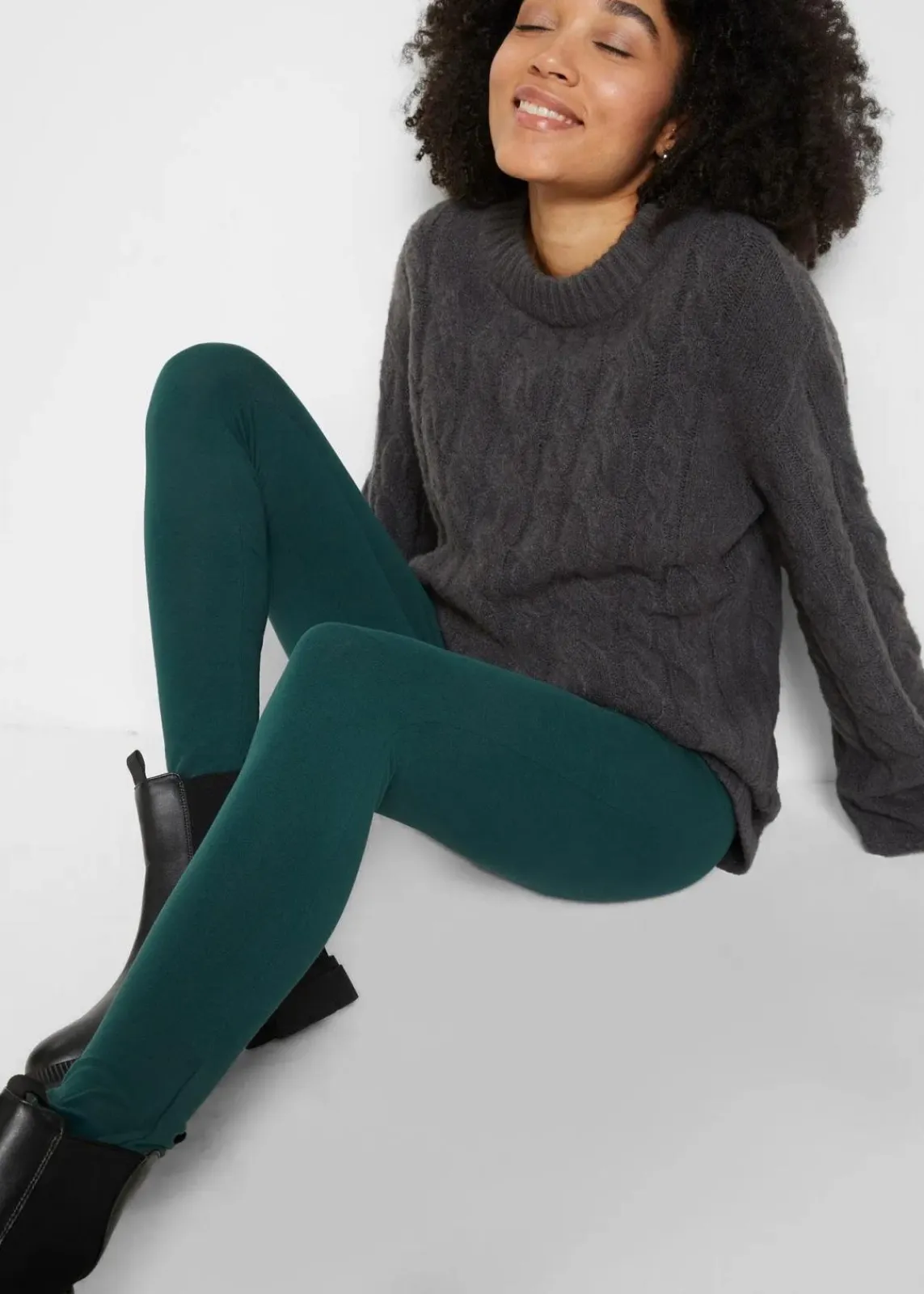 bonprix Hosen|Basics^Leggings (2er-Pack) rubinrot+tiefgrün