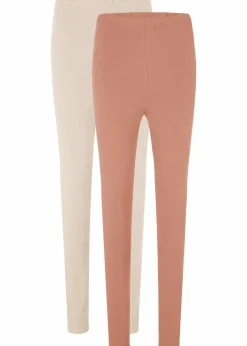 bonprix Hosen|Basics^Leggings (2er-Pack) schokosorbet+kieselbeige