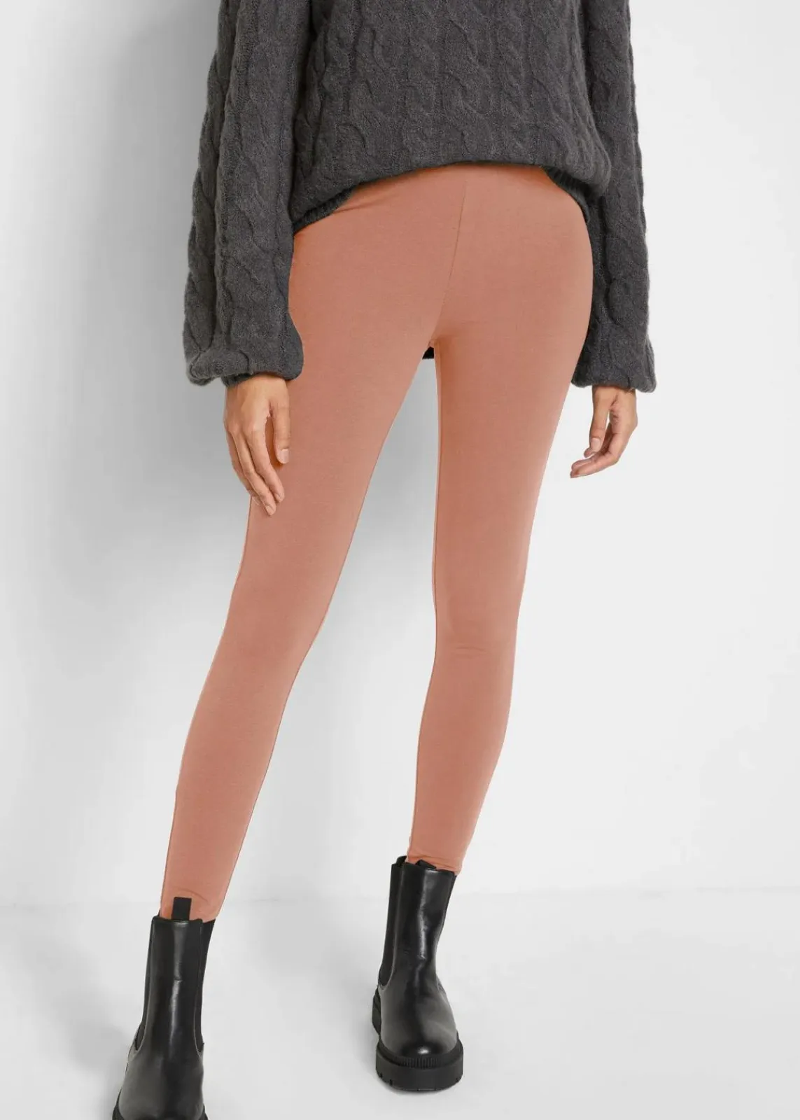 bonprix Hosen|Basics^Leggings (2er-Pack) schokosorbet+kieselbeige