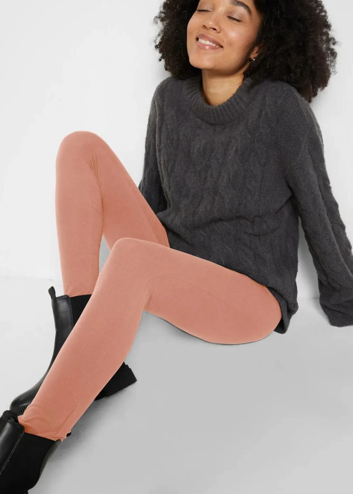bonprix Hosen|Basics^Leggings (2er-Pack) schokosorbet+kieselbeige