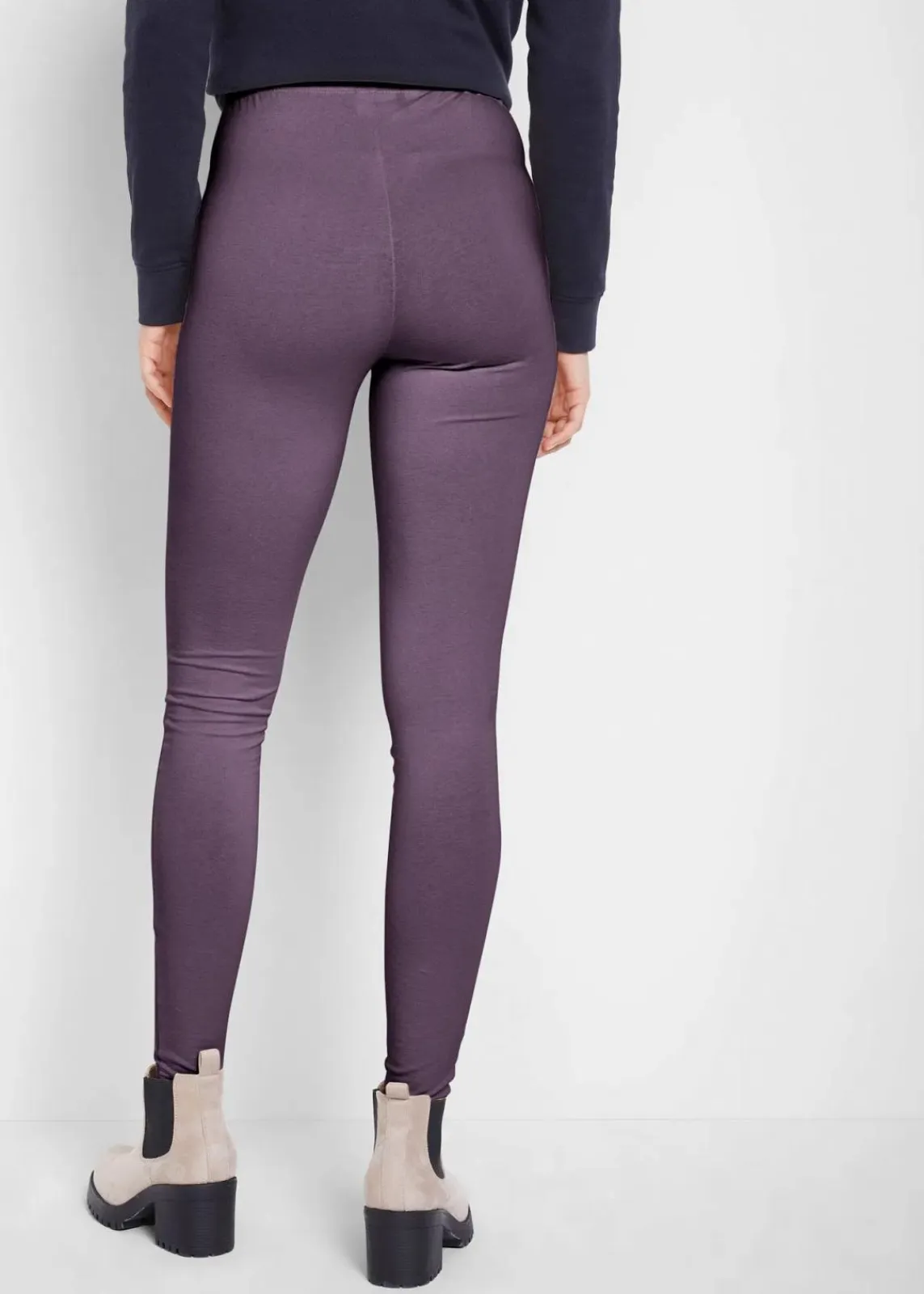 bonprix Hosen|Basics^Leggings (2er-Pack) dunkelblau+pflaume