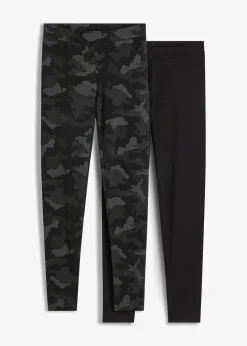 bonprix Bekleidung·Kleider|Hosen^Leggings (2er-Pack) schwarz camouflage + schwarz