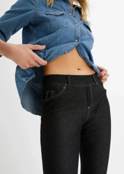 bonprix Bekleidung·Kleider|Hosen^Leggings in Jeansoptik black stone