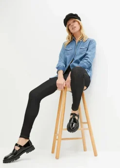 bonprix Bekleidung·Kleider|Hosen^Leggings in Jeansoptik black stone