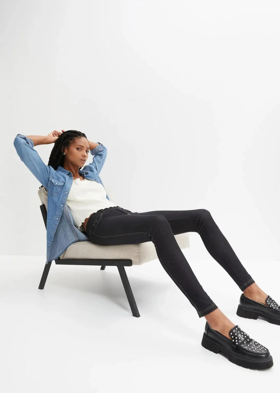 bonprix Bekleidung·Kleider|Hosen^Leggings in Jeansoptik black stone