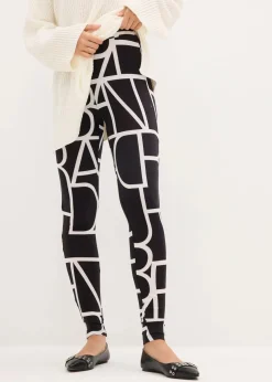 bonprix Bekleidung·Kleider|Hosen^Leggings mit Druck schwarz/weiß bedruckt