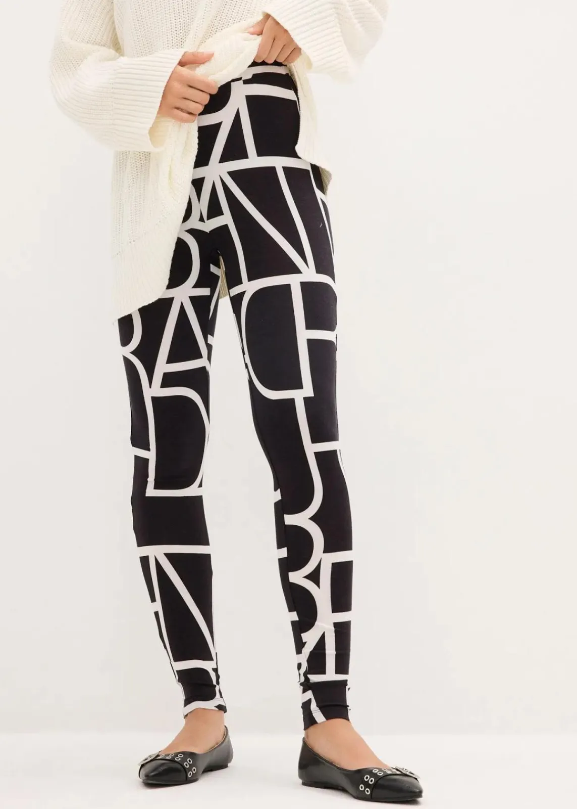 bonprix Bekleidung·Kleider|Hosen^Leggings mit Druck schwarz/weiß bedruckt