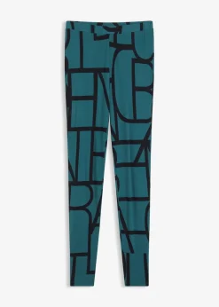 bonprix Hosen|Bekleidung·Kleider^Leggings mit Druck pfeffergrün/schwarz bedruckt