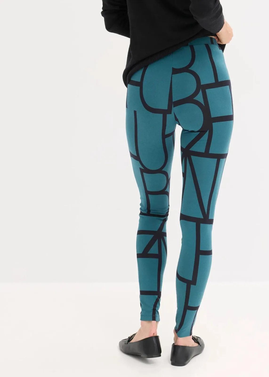 bonprix Hosen|Bekleidung·Kleider^Leggings mit Druck pfeffergrün/schwarz bedruckt