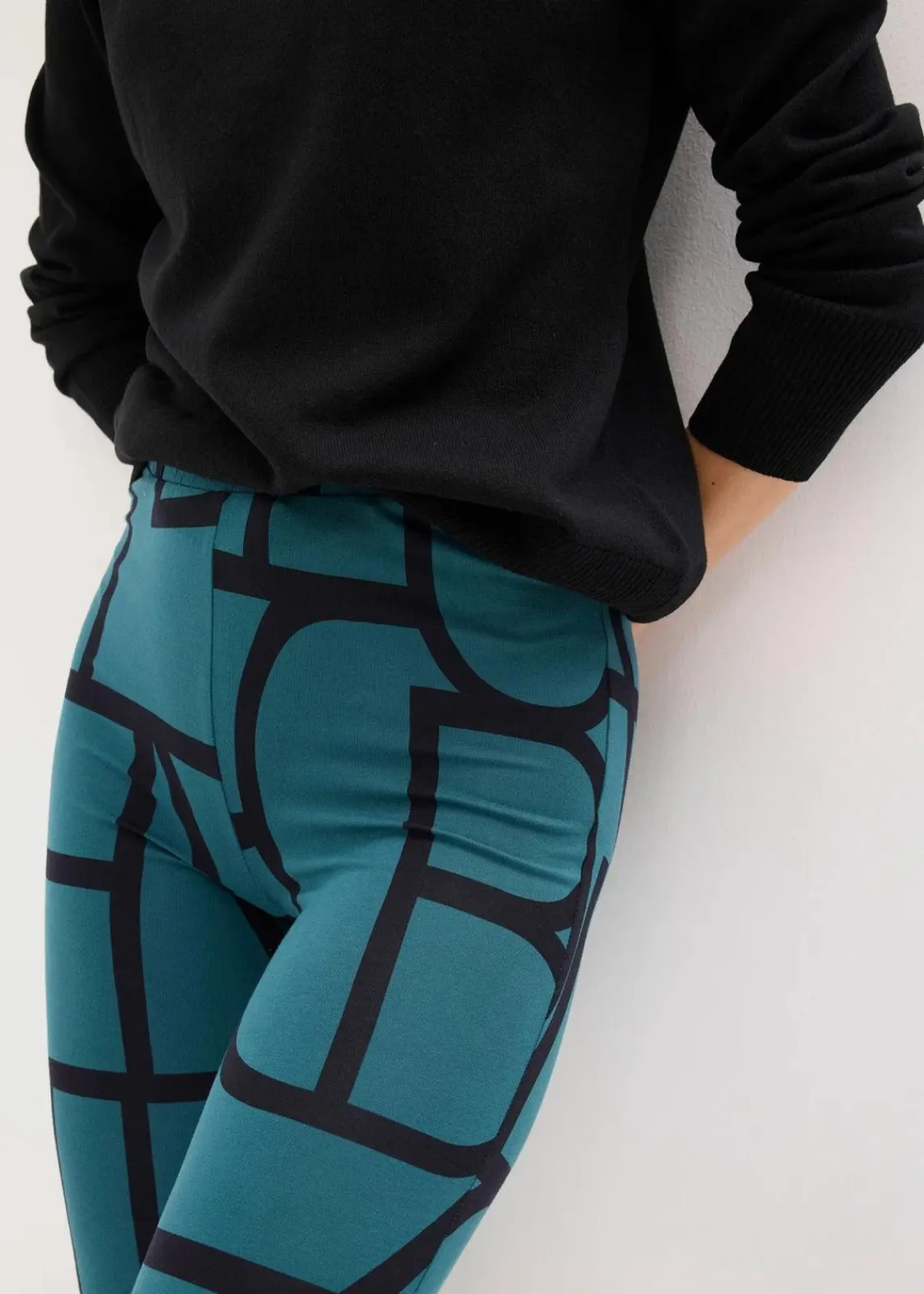 bonprix Hosen|Bekleidung·Kleider^Leggings mit Druck pfeffergrün/schwarz bedruckt