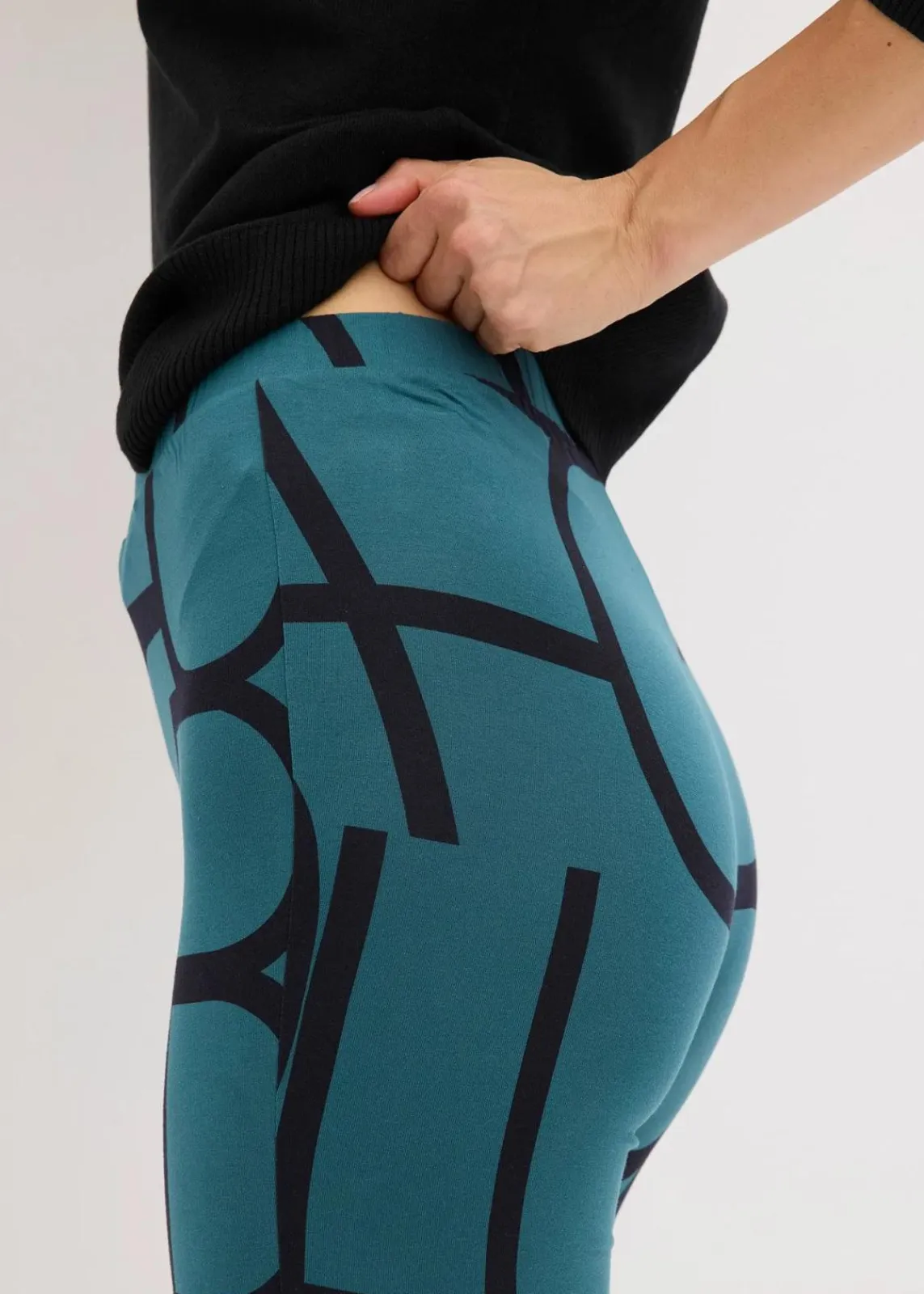 bonprix Hosen|Bekleidung·Kleider^Leggings mit Druck pfeffergrün/schwarz bedruckt