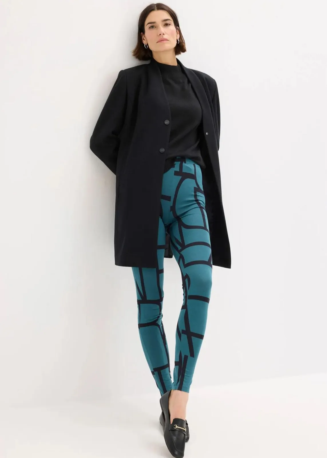 bonprix Hosen|Bekleidung·Kleider^Leggings mit Druck pfeffergrün/schwarz bedruckt