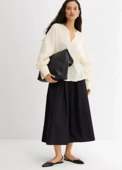 bonprix Blusen & Tuniken|Bekleidung·Jacken & Mäntel^Leicht glänzendes Blusenshirt aus Viskose-Mix wollweiß