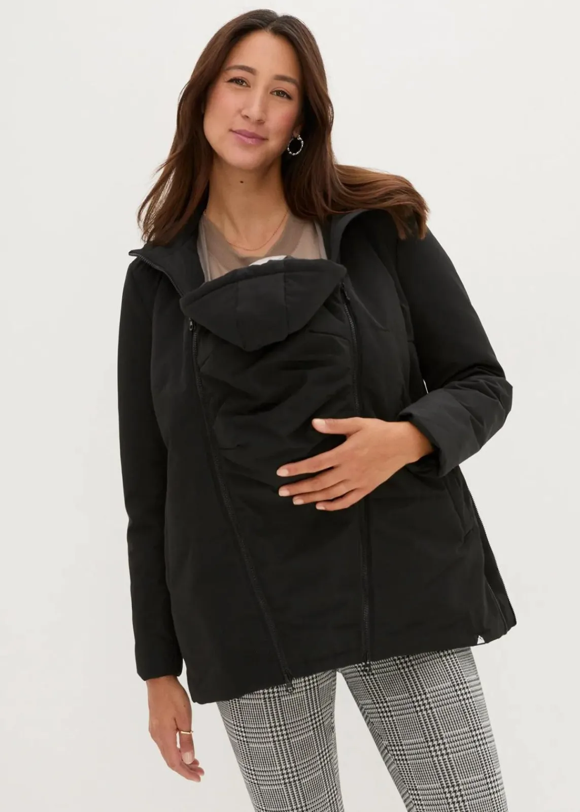 bonprix Bekleidung·Blazer|Umstandsmode^Leicht wattierte 3-in-1 Umstandsfunktionsjacke mit Trageeinsatz schwarz