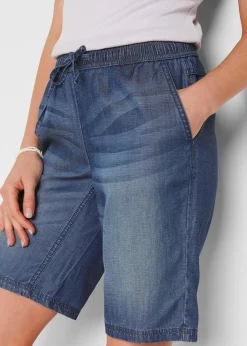 bonprix Bekleidung·Outdoorbekleidung|Shorts^Leichte Denim-Hose mit Leinen blau denim