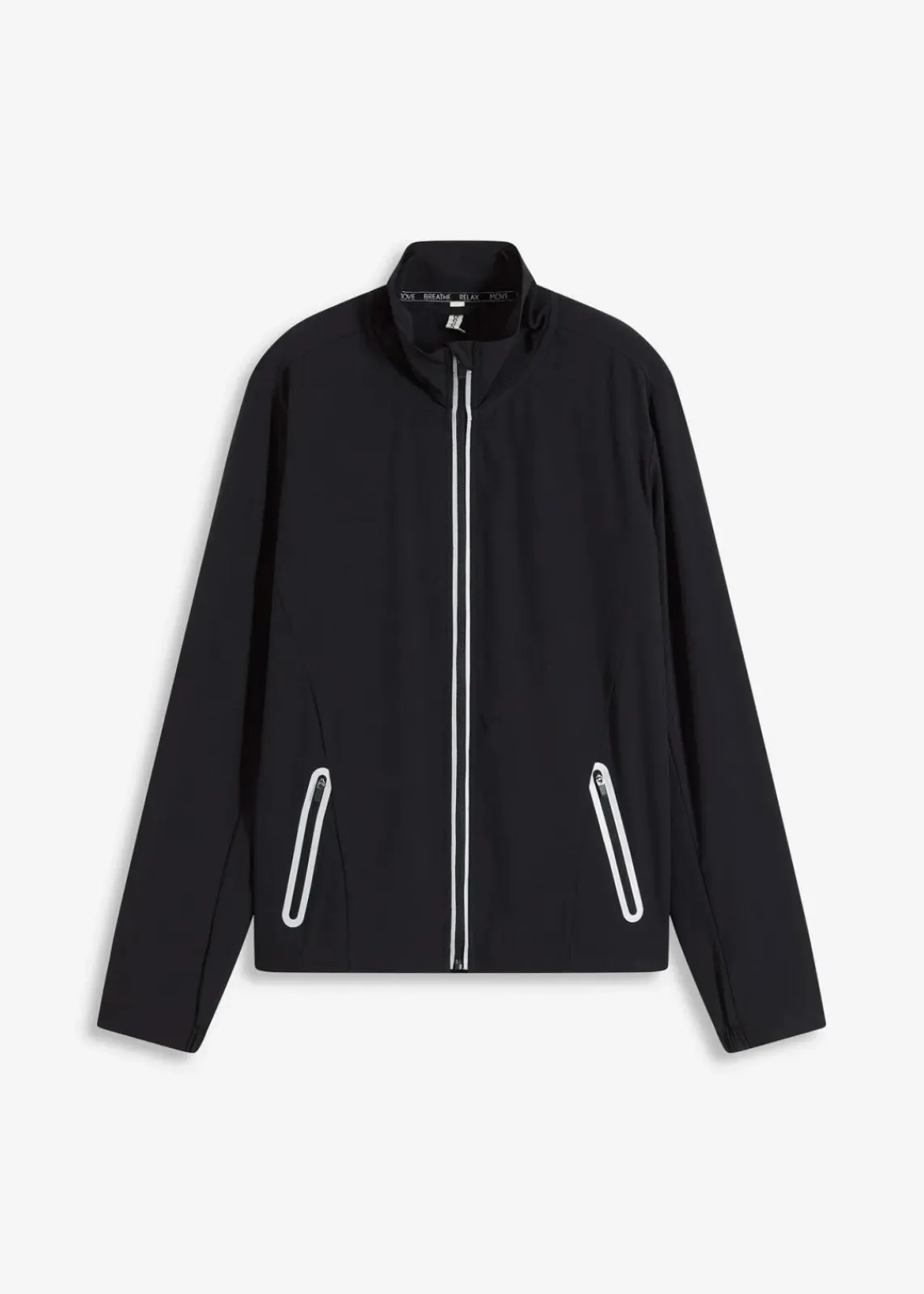 bonprix Bekleidung·Sweat|Bekleidung·Hosen^Leichte Funktionsjacke mit reflektierenden Details schwarz