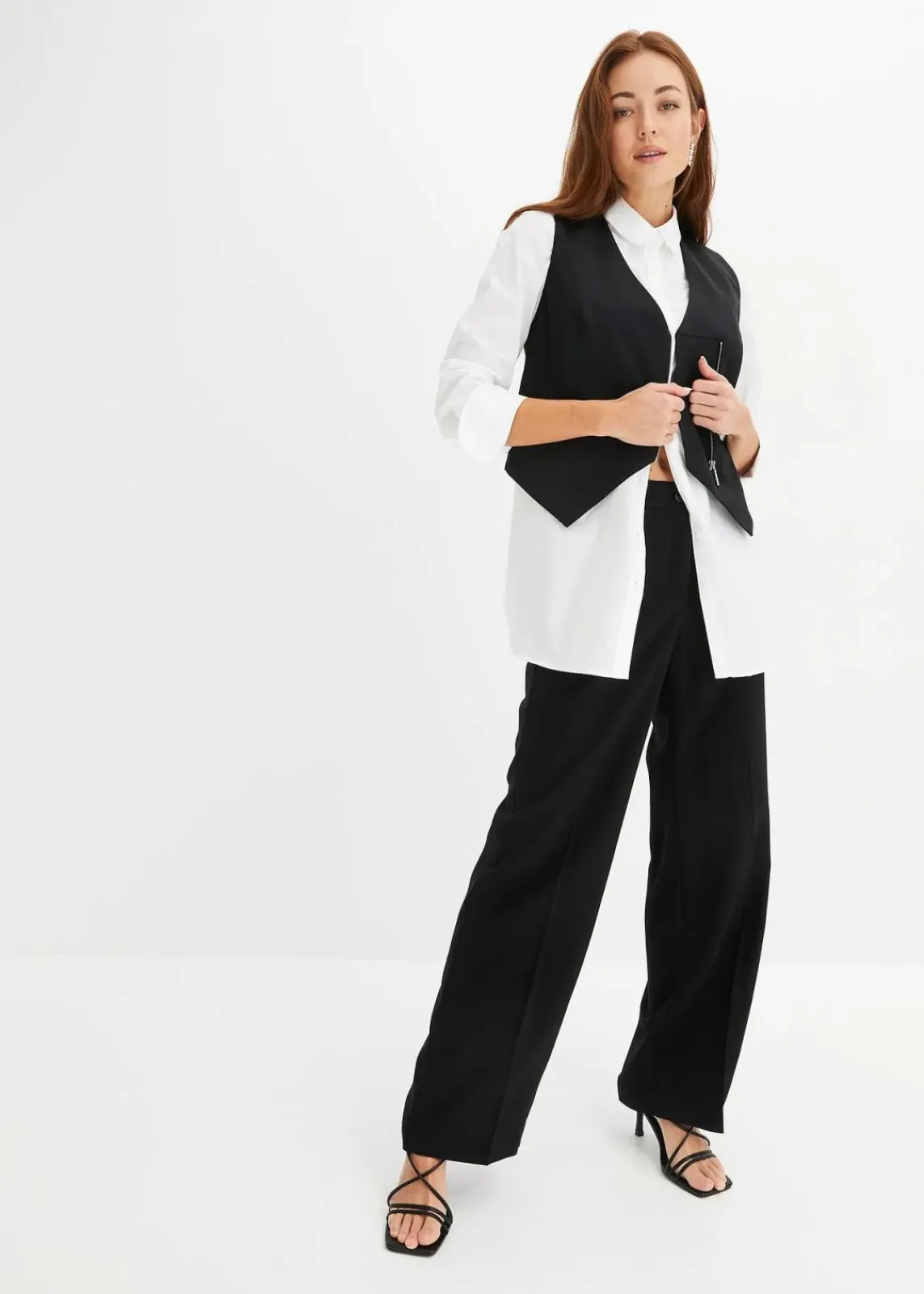 bonprix Bekleidung·Kleider|Hosen^Leichte Marlenehose mit Viskose schwarz