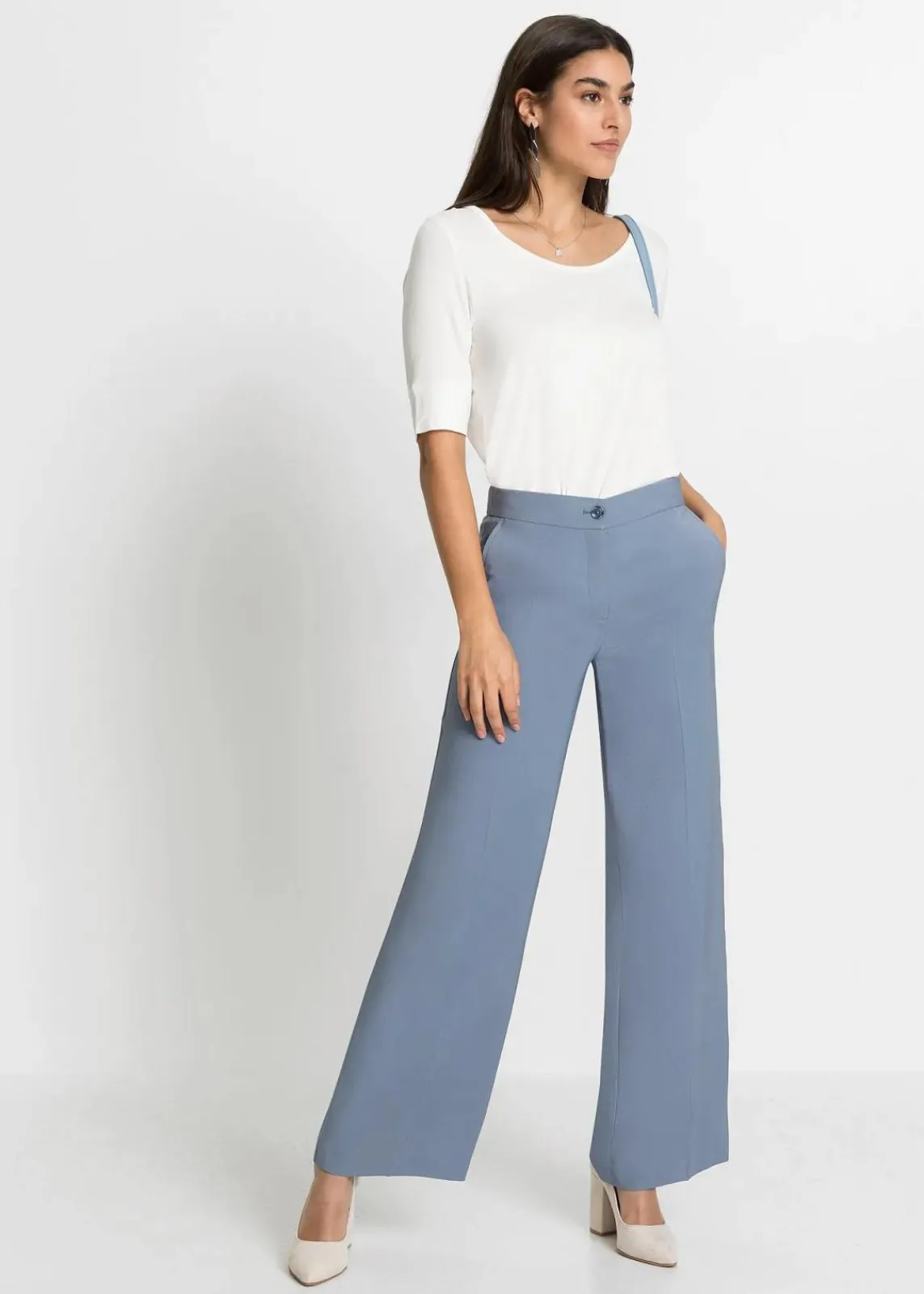 bonprix Hosen|Bekleidung·Kleider^Leichte Marlenehose mit Viskose rauchblau