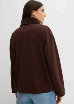bonprix Bekleidung·Hosen|Jacken & Mäntel^leichte Twill-Jacke mit Cordkragen dunkelbraun