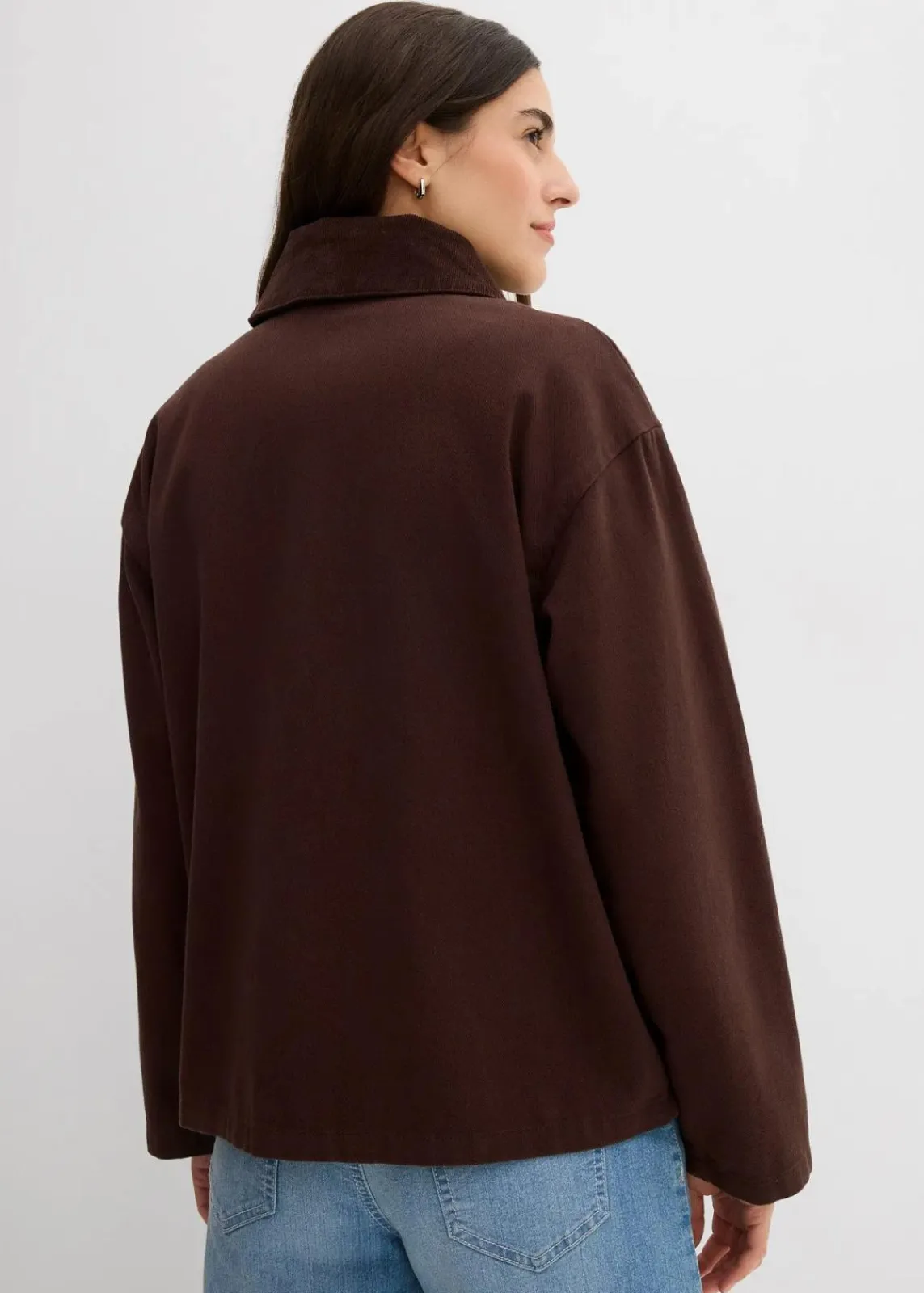 bonprix Bekleidung·Hosen|Jacken & Mäntel^leichte Twill-Jacke mit Cordkragen dunkelbraun