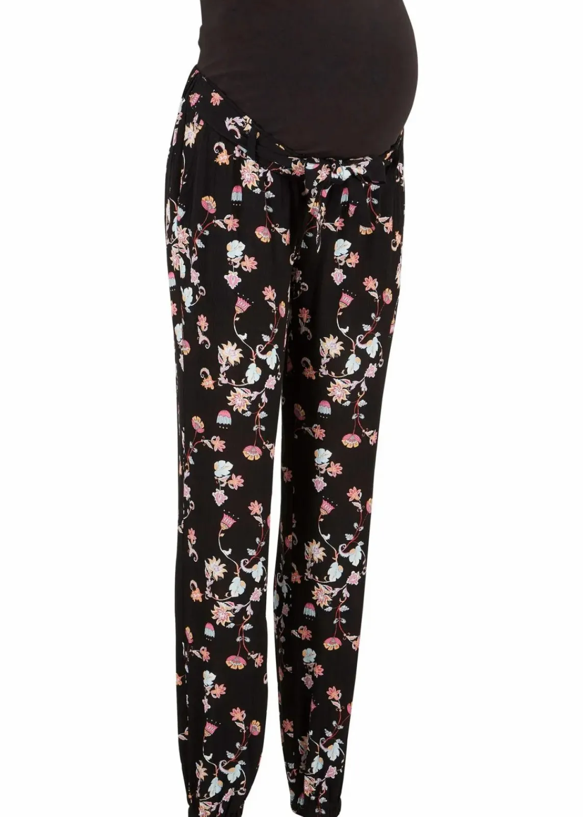 bonprix Umstandsmode^Leichte Umstandshose aus Viskose, Loose Fit schwarz bedruckt