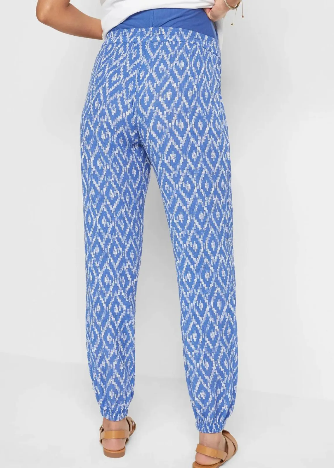 bonprix Bekleidung·Blazer|Umstandsmode^Leichte Umstandshose aus Viskose, Loose Fit edelsteinblau/weiss graphisch