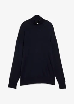 bonprix Pullover & Strickjacken|Strickmode^Leichter Feinstrickpullover mit breitem Turtleneck aus Viskose-Mix dunkelblau