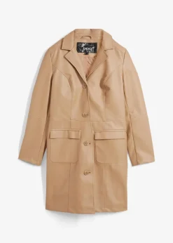 bonprix Bekleidung·Hosen|Jacken & Mäntel^Leichter Lederimitat-Mantel mit Revers, tailliert cognac