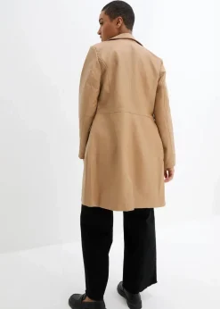 bonprix Bekleidung·Hosen|Jacken & Mäntel^Leichter Lederimitat-Mantel mit Revers, tailliert cognac