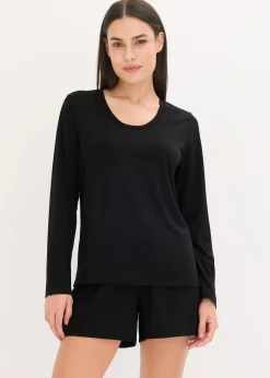 bonprix Homewear|Nachtwäsche^Leichter Loungewear Shorty aus weichem Material schwarz