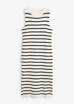 bonprix Bekleidung·Umstandsmode|Bekleidung·Pullover & Strickjacken^Leichtes Feinstrick-Kleid, gestreift wollweiß/schwarz gestreift