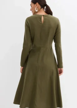 bonprix Bekleidung·Pullover & Strickjacken|Kleider^Leichtes Flanellkleid aus reiner Baumwolle dunkeloliv