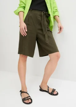 bonprix Bekleidung·Outdoorbekleidung|Bekleidung·Kleider^Leinen-Bermuda tiefoliv
