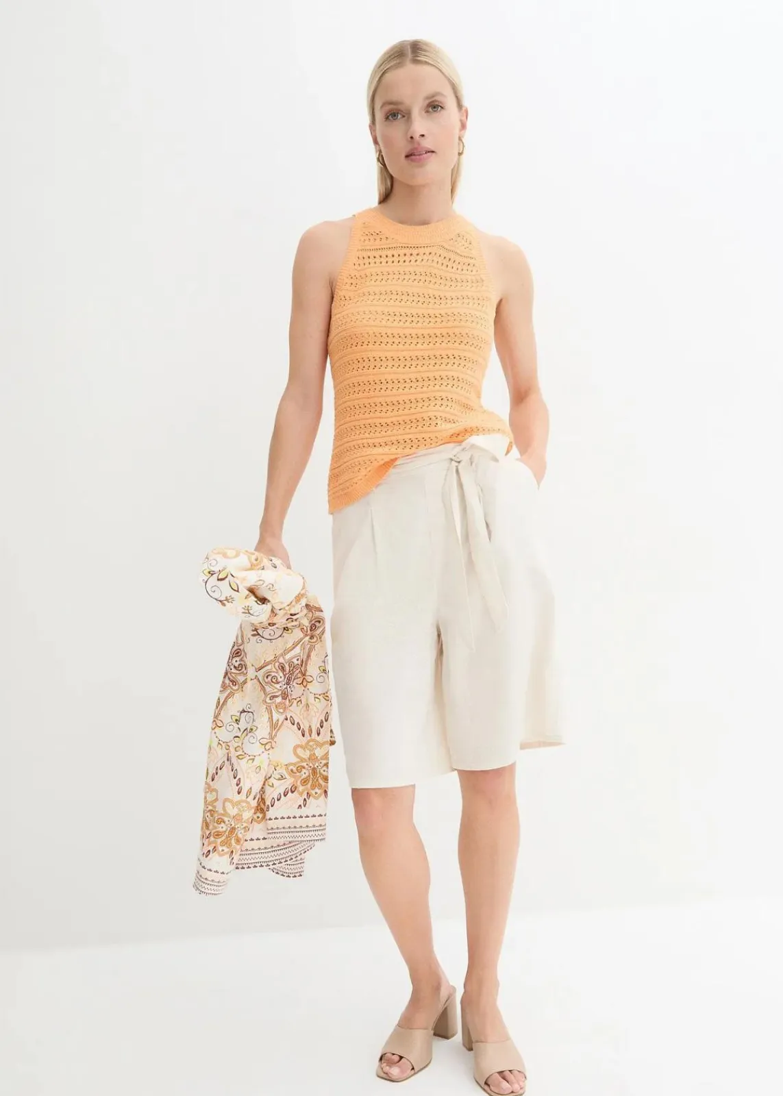 bonprix Hosen|Shorts^Leinen-Bermuda naturbeige