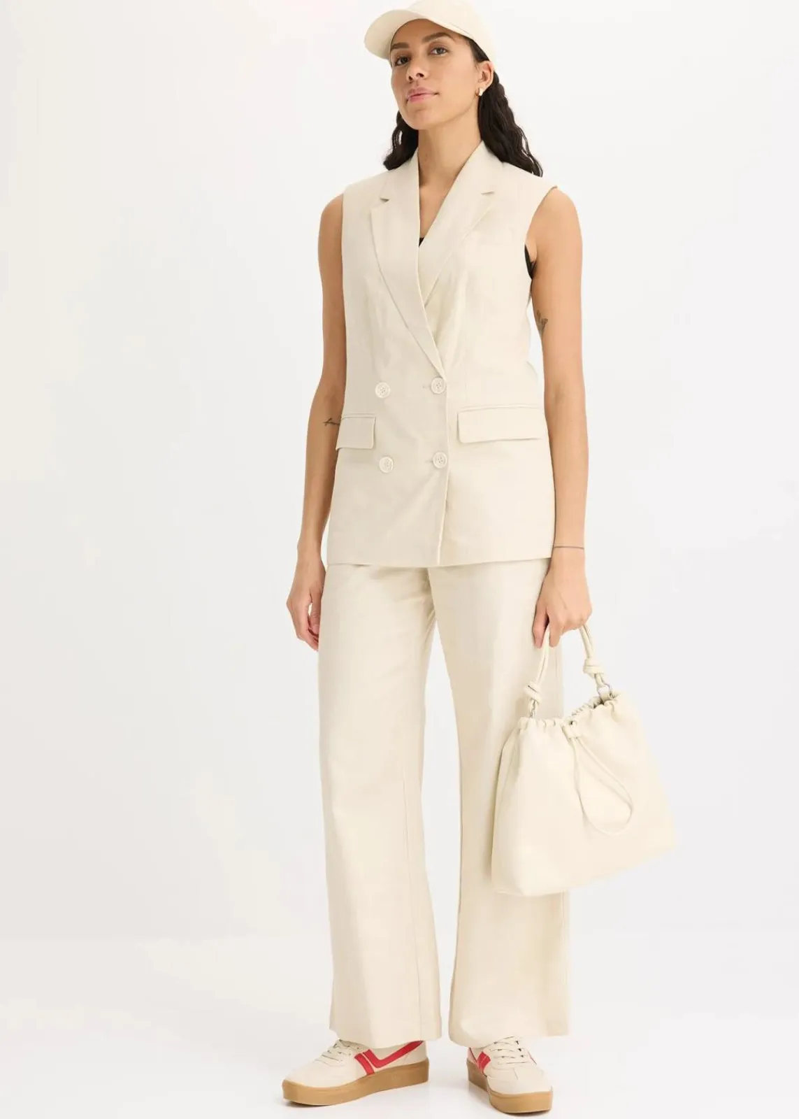 bonprix Blazer|Bekleidung·Basics^Leinen-Blazer ohne Arm hellsand