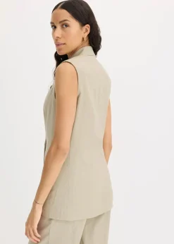 bonprix Bekleidung·Basics|Blazer^Leinen-Blazer ohne Arm new khaki
