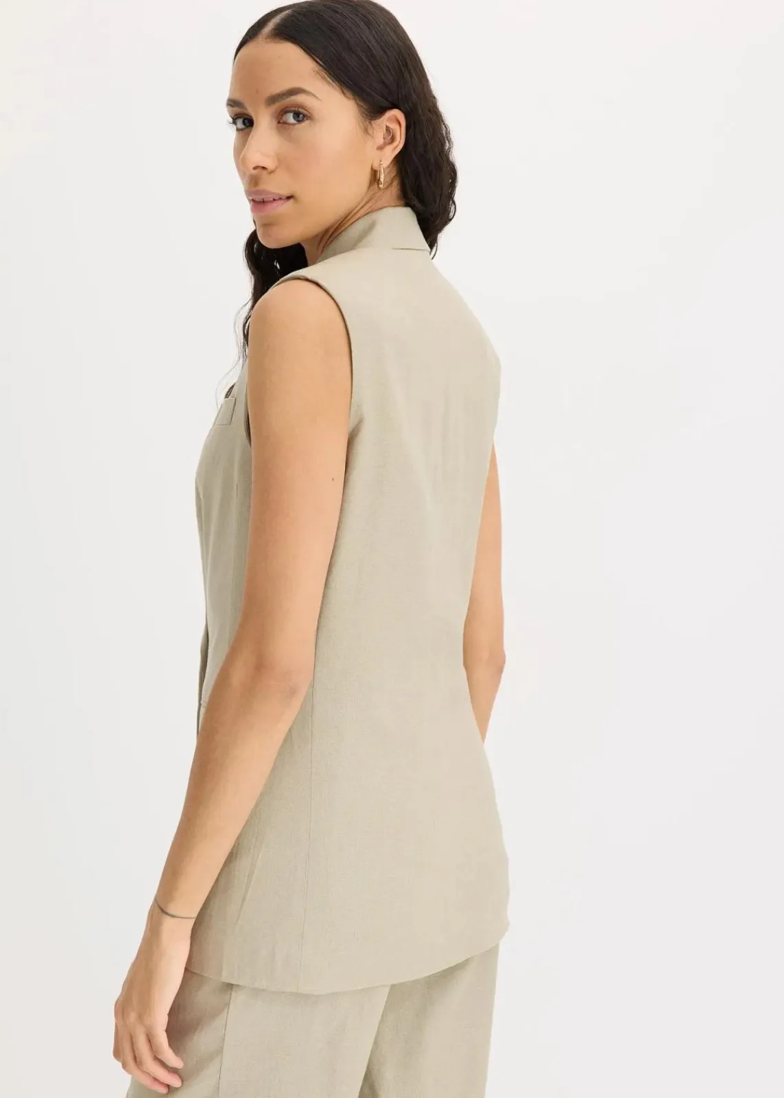 bonprix Bekleidung·Basics|Blazer^Leinen-Blazer ohne Arm new khaki