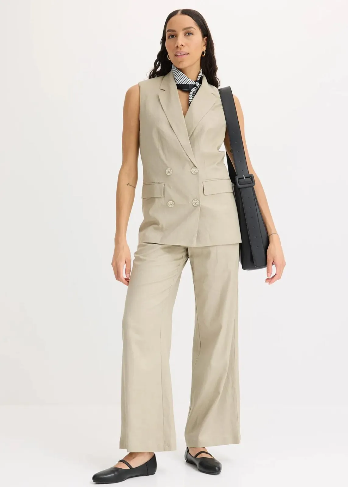 bonprix Bekleidung·Basics|Blazer^Leinen-Blazer ohne Arm new khaki