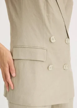 bonprix Bekleidung·Basics|Blazer^Leinen-Blazer ohne Arm new khaki