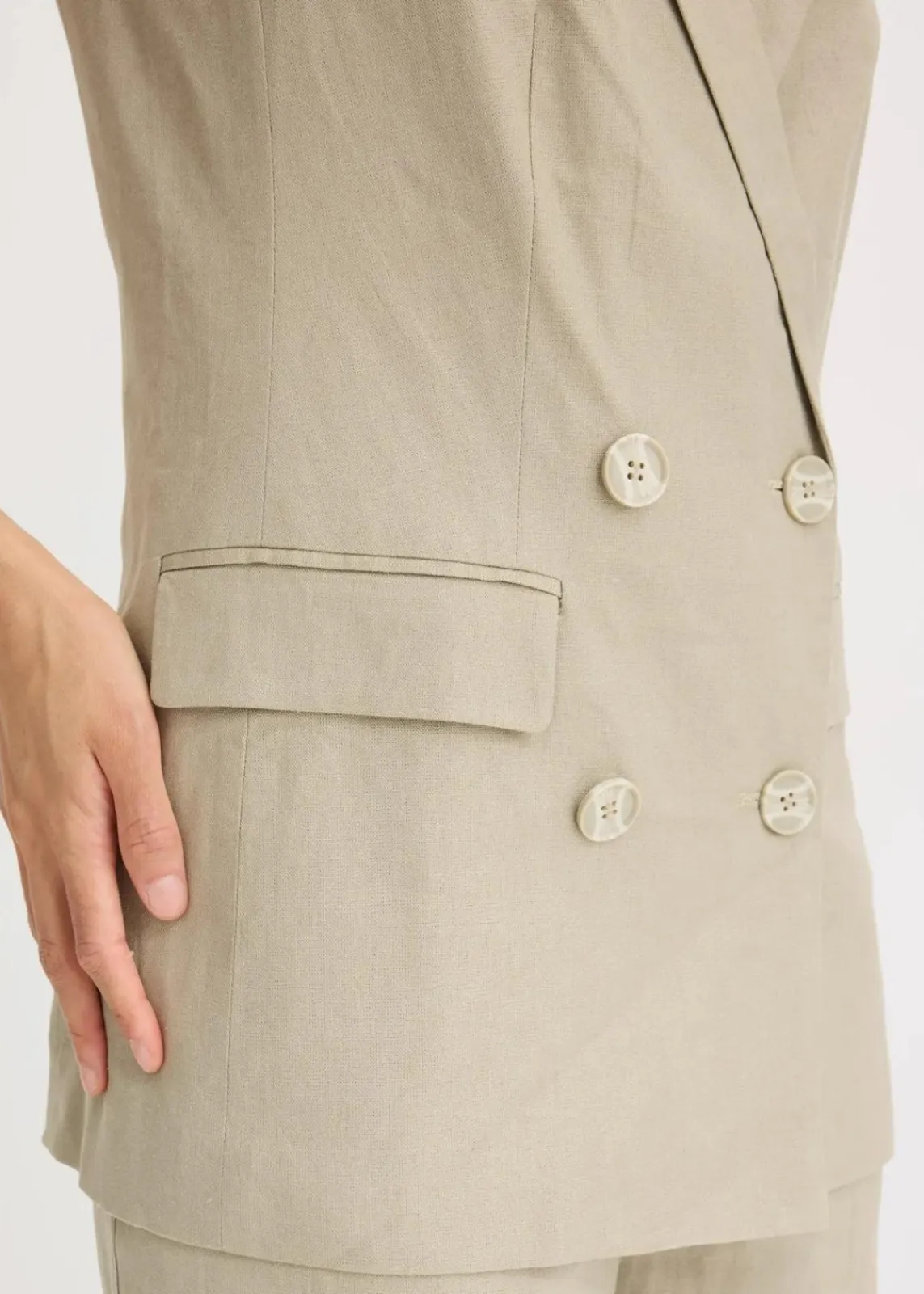 bonprix Bekleidung·Basics|Blazer^Leinen-Blazer ohne Arm new khaki