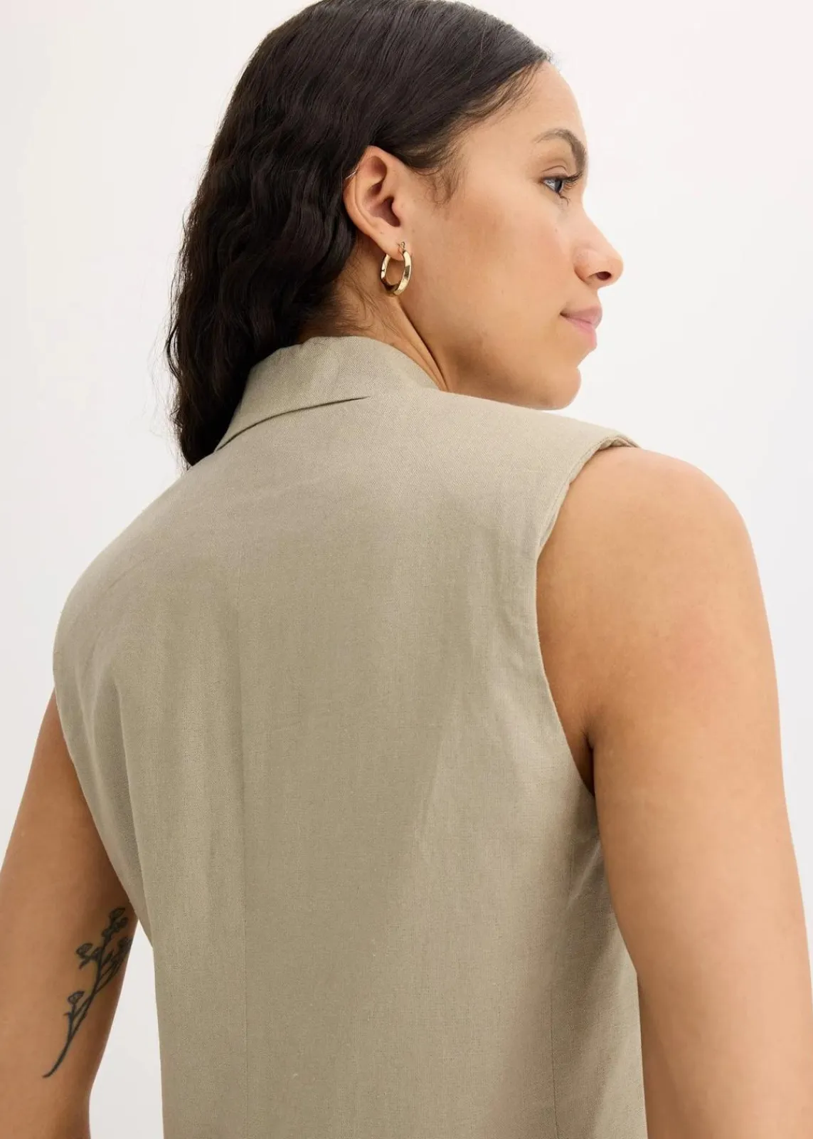 bonprix Bekleidung·Basics|Blazer^Leinen-Blazer ohne Arm new khaki
