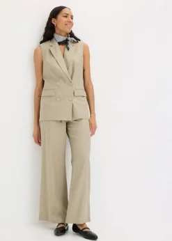 bonprix Bekleidung·Basics|Blazer^Leinen-Blazer ohne Arm new khaki